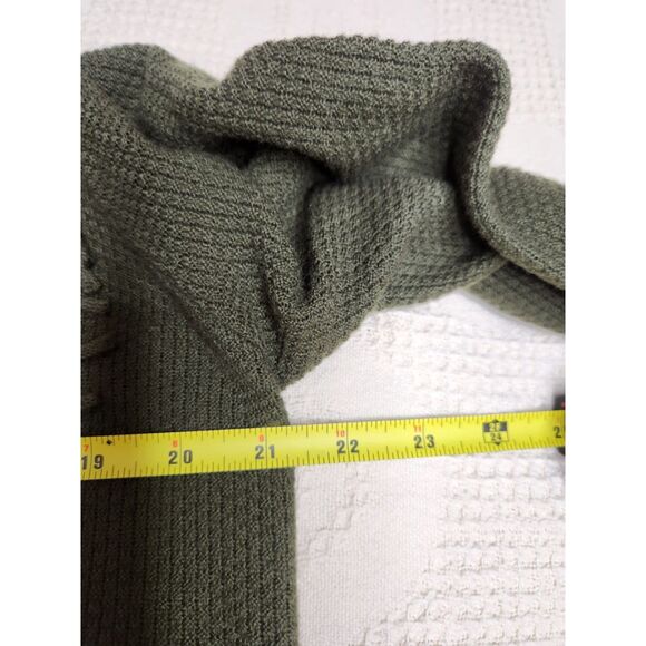 Lagenlook Oversized Fringed Woman's Sweater Sz. L Olive Green Fringed Boho Knit - Picture 6 of 8